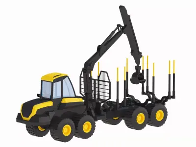 Harvester Forestry Ponsse Buffalo Simplified Low-poly 3D model