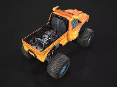 Monster truck  Low-poly 3D model