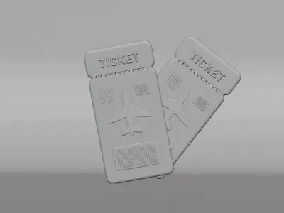 Airplane flight ticket booking Low-poly 3D model