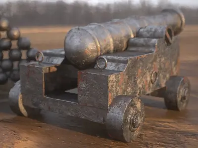 Artillery cannon 3D model