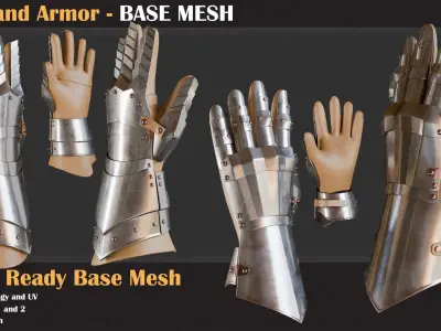 16 Hand Armor BASE MESH - VOL 19 3D model