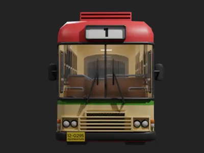 Red Thai bus cartoon 3D model