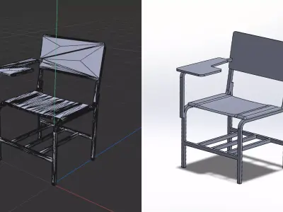 Free Classroom Chair 3D Model    School Furniture Free 3D model