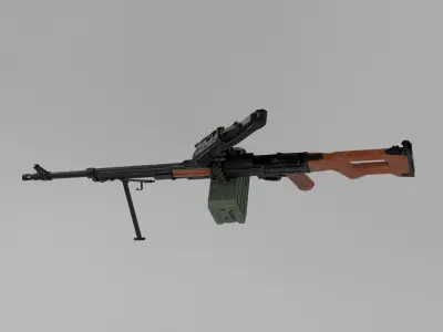 PKM machine gun Low-poly Game ready Low-poly 3D model