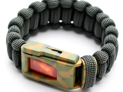 Tactical Survival Bracelet with Firestarter Low-poly 3D model