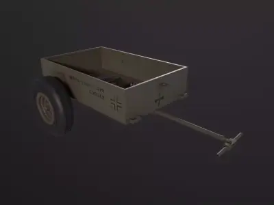Military Hand Cart 3D Model Low-poly 3D model