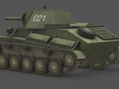  T-70 Light Tank 3D Model Low-poly 3D model