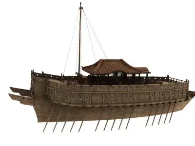 Japanese Battleship - JSengoku-era Warships - ATAKE BUNE Ship 3D model