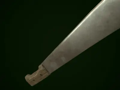 Machete knife with wooden handle Low-poly 3D model