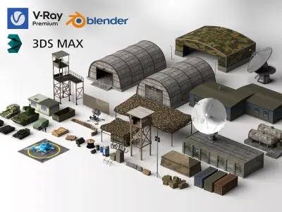 Military Base Outpost Game Environment Modular Collection 3D model