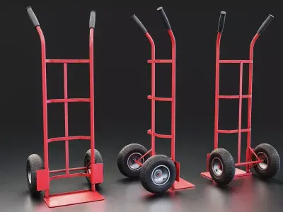 Red Hand Truck Dolly Low-poly 3D model