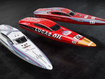 Vector V40R  offshore powerboat with 3 racing liveries 3D Model Pack purchase