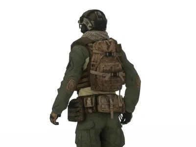 Tactical Spec Ops Soldier Fully Rigged Realistic 3D Model Low-poly 3D model