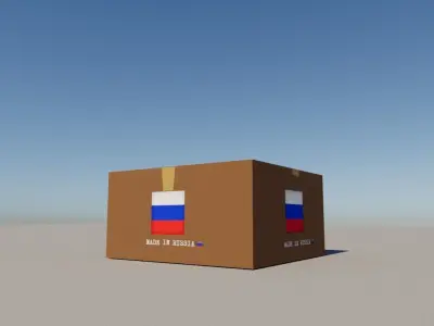 Russian carton box Low-poly 3D model