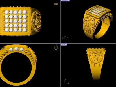 Diamond Navy Ring - 0020 3D print model