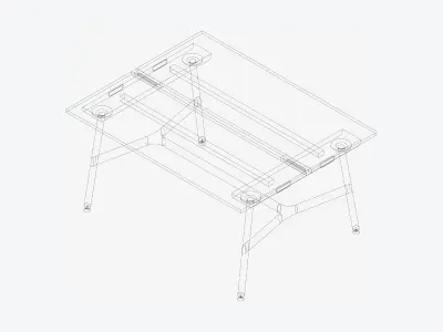 Desk - Timberline - Workstation - Dbl - Side - 2 - Person - Mid Low-poly 3D model