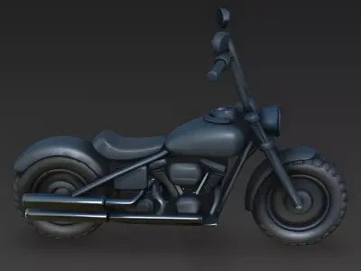 Stylized Cartoon Toy Chopper Black Motorcycle 3d model Low-poly 3D model