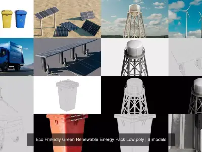 Eco Friendly Green Renewable Energy Pack Low poly