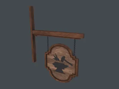 Old blacksmith sign 3D Model Low-poly 3D model