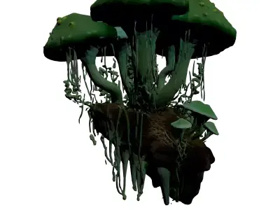 Bioluminescent Fantasy Mushroom Island 3D model