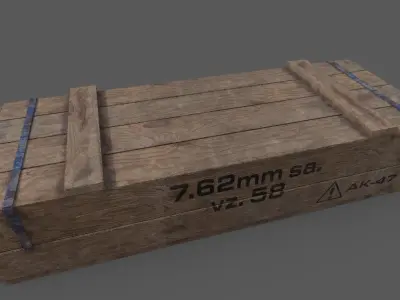 AK-47 wood box 3D model Low-poly 3D model