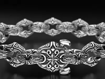 Antique mens silver bracelet 760 3D print model