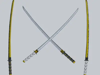 Samurai Katana Pack Free low-poly 3D model