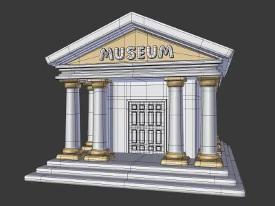 Cartoon Iconic Museum - Theater Low-poly 3D model