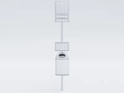 bus stop sign recycling bin 3D model