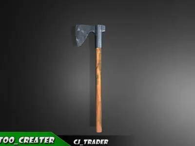 Modern Wood Axe Lowpoly 3d model Low-poly 3D model