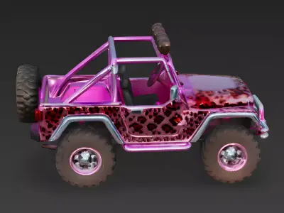 Pink Leopard Off-Road Jeep 3D Model Low-poly 3D model