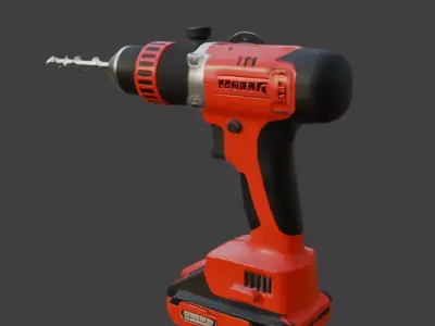 Drill Machine Game-Ready 3D Model with PBR Textures Low-poly 3D model