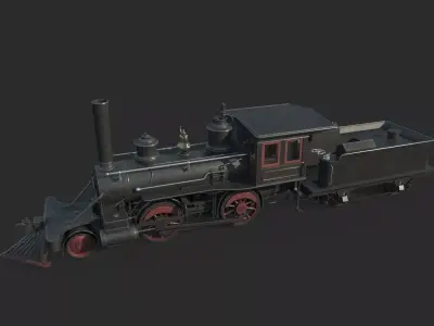 Old-fashioned steam trains using wood as fuel 3D model