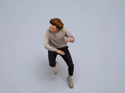 00212Quint0011 - Adult Caucasian man exercising at home in 3D model