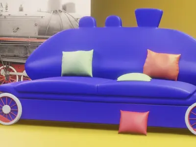 Sofa the steam lokomotive Low-poly 3D model