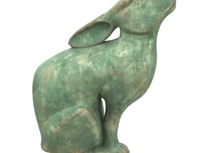 Rabbit rusted statues Low-poly 3D model
