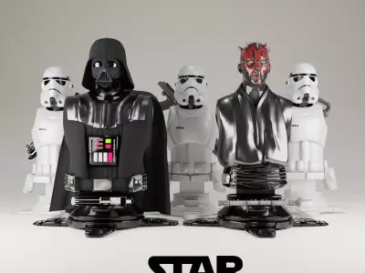 Starwars bust statue pack 1 Free 3D print model
