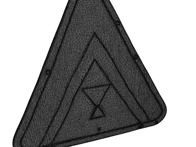 Grungy Industrial Hazard Warning Sign 3D model
