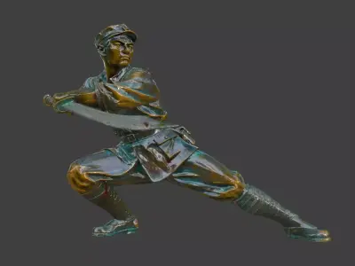 Military sculpture warrior  military battle war hero  soldier 3D print model 23