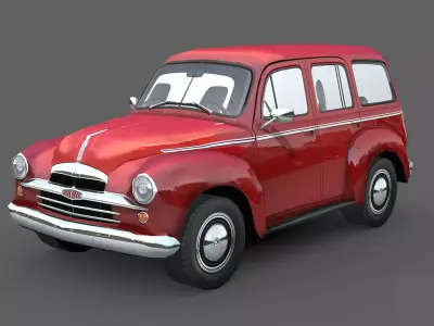 Vintage Family Car Low-poly 3D model
