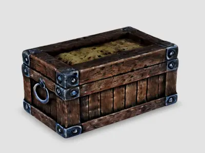 Antique Wooden Chest with Metal Accents 3D model