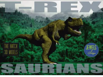 TRex model t-rex on grassy field Low-poly 3D model