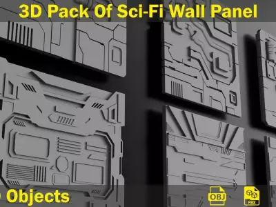 3D Pack Of SciFi Wall Panel 3D model