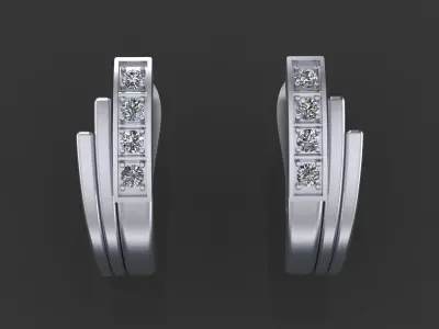 Earrings with track gems 3D print model