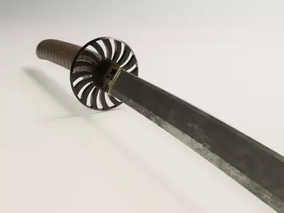 Samurai Weapon katana Low-poly 3D model