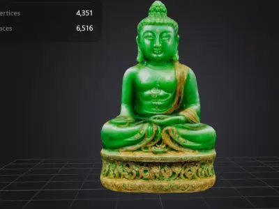 Green Jade Buddha Statue Free low-poly 3D model