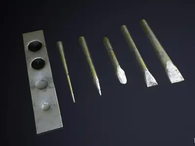 Blacksmithing Chisels and Tools Low-poly 3D model
