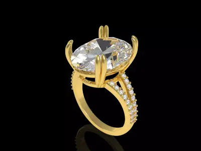 Oval Diamond Engagement Ring 3D print model purchase
