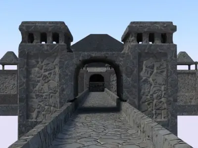 Low Poly Detailed Middle Age Medieval Castle for Strategy Games Low-poly 3D model