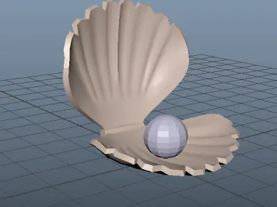 Shell and Pearl cartoon 3D model